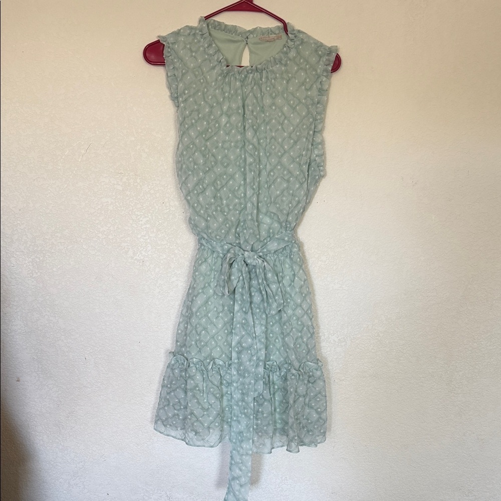 Sleeveless Mint Green Tie-Waist Midi Dress